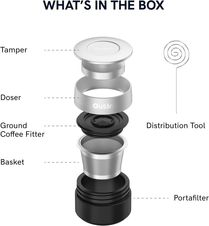 Outin Nano Espresso Accessories Kit, Basket Plus, double shot - Image 2